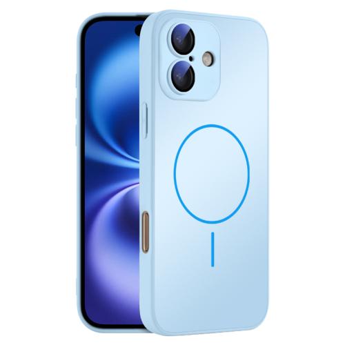 

For iPhone 16 Plus Thin Circle MagSafe Skin-feel AG Glass Phone Case(Sky Blue)