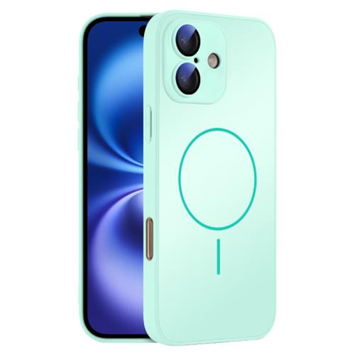 

For iPhone 16 Thin Circle MagSafe Skin-feel AG Glass Phone Case(Light Cyan)