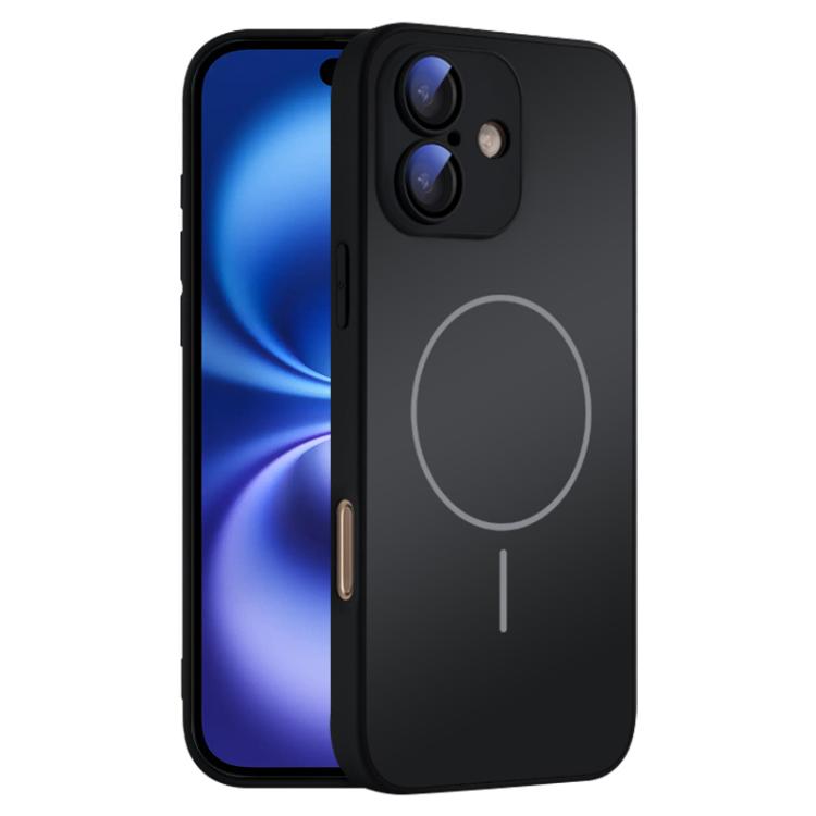 

For iPhone 16 Thin Circle MagSafe Skin-feel AG Glass Phone Case(Black)