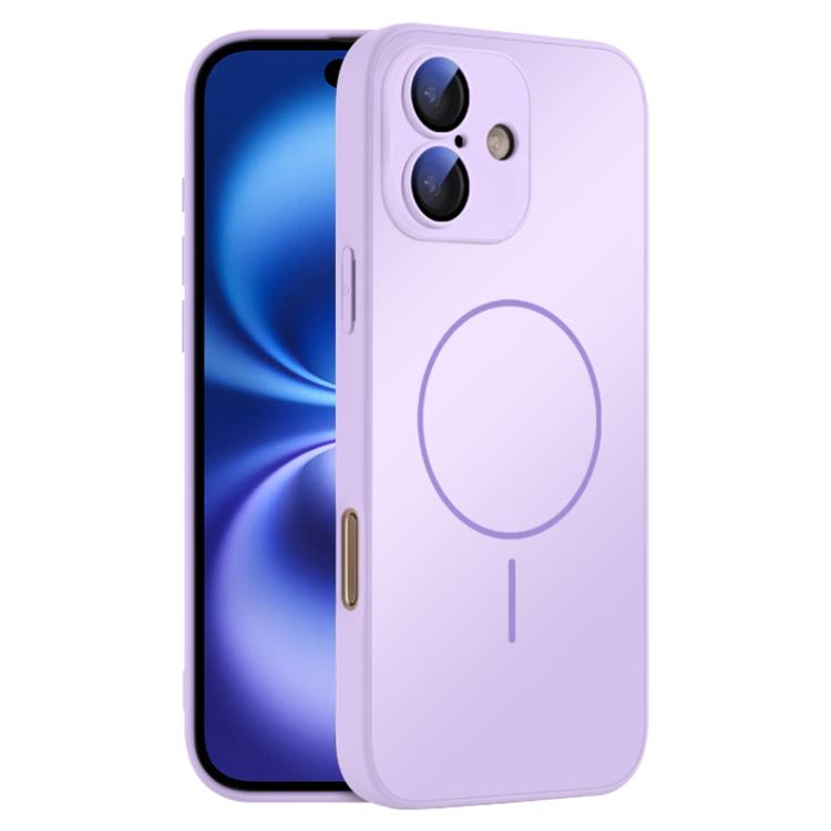 

For iPhone 16 Thin Circle MagSafe Skin-feel AG Glass Phone Case(Purple)