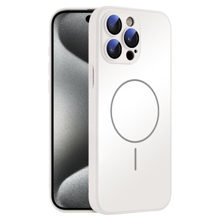 

For iPhone 15 Pro Thin Circle MagSafe Skin-feel AG Glass Phone Case(White)
