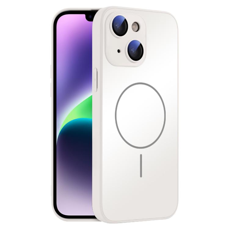 

For iPhone 14 Thin Circle MagSafe Skin-feel AG Glass Phone Case(White)