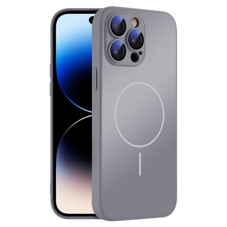 

For iPhone 14 Pro Thin Circle MagSafe Skin-feel AG Glass Phone Case(Titanium Gray)