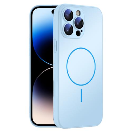 

For iPhone 14 Pro Thin Circle MagSafe Skin-feel AG Glass Phone Case(Sky Blue)