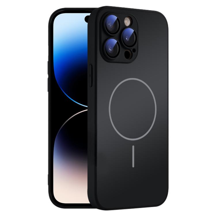 

For iPhone 14 Pro Max Thin Circle MagSafe Skin-feel AG Glass Phone Case(Black)