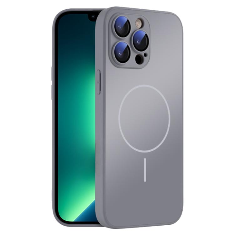

For iPhone 13 Pro Max Thin Circle MagSafe Skin-feel AG Glass Phone Case(Titanium Gray)