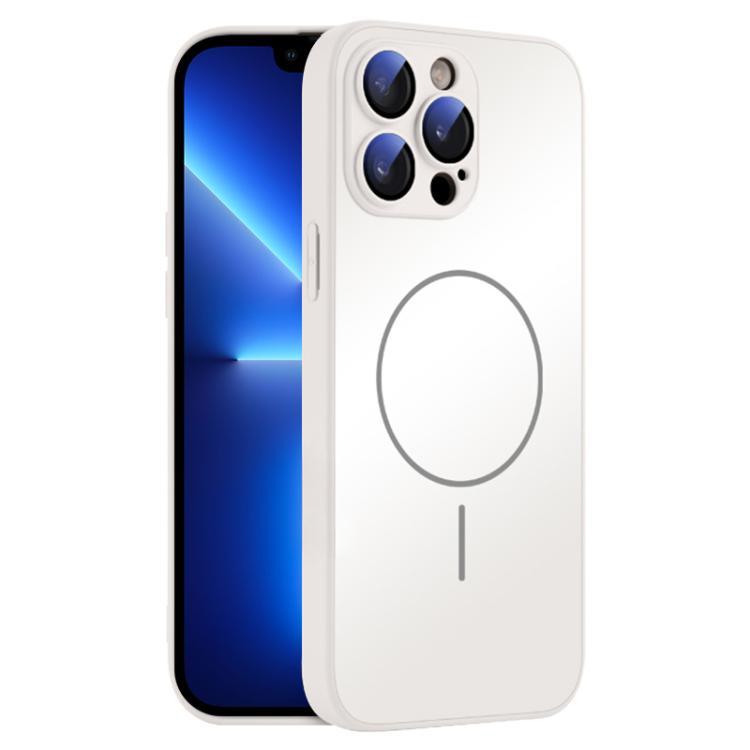 

For iPhone 13 Pro Thin Circle MagSafe Skin-feel AG Glass Phone Case(White)