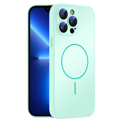 

For iPhone 13 Pro Thin Circle MagSafe Skin-feel AG Glass Phone Case(Light Cyan)