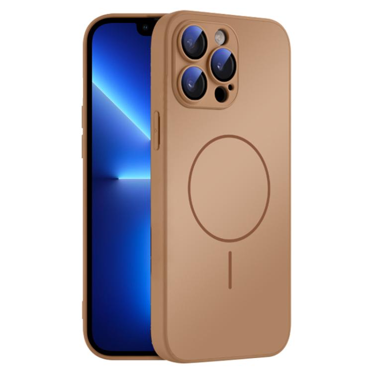 

For iPhone 13 Pro Thin Circle MagSafe Skin-feel AG Glass Phone Case(Desert Gold)
