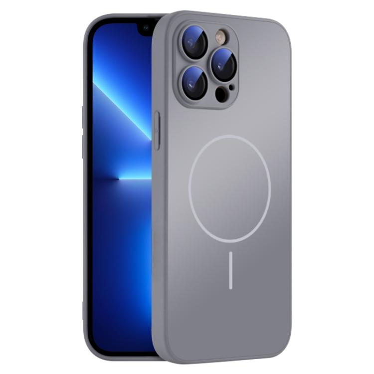 

For iPhone 13 Pro Thin Circle MagSafe Skin-feel AG Glass Phone Case(Titanium Gray)
