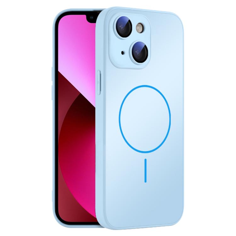 

For iPhone 13 Thin Circle MagSafe Skin-feel AG Glass Phone Case(Sky Blue)