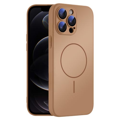 

For iPhone 12 Pro Thin Circle MagSafe Skin-feel AG Glass Phone Case(Desert Gold)