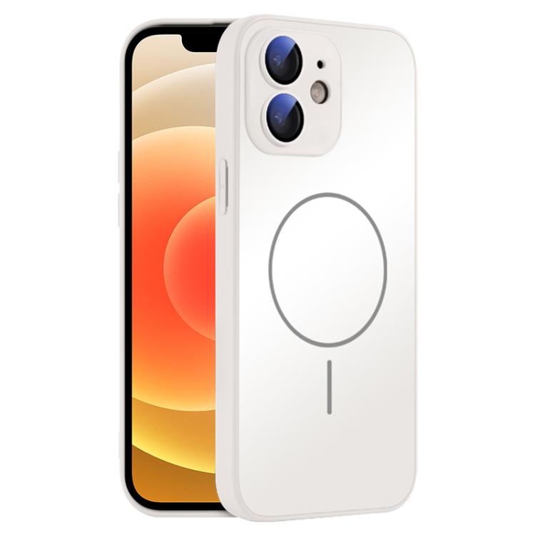 

For iPhone 12 Thin Circle MagSafe Skin-feel AG Glass Phone Case(White)
