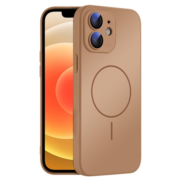 

For iPhone 12 Thin Circle MagSafe Skin-feel AG Glass Phone Case(Desert Gold)
