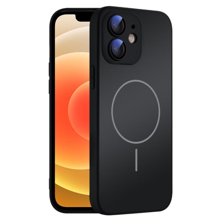 

For iPhone 12 Thin Circle MagSafe Skin-feel AG Glass Phone Case(Black)