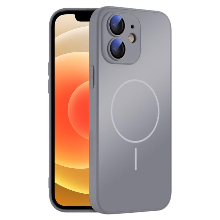 

For iPhone 12 Thin Circle MagSafe Skin-feel AG Glass Phone Case(Titanium Gray)