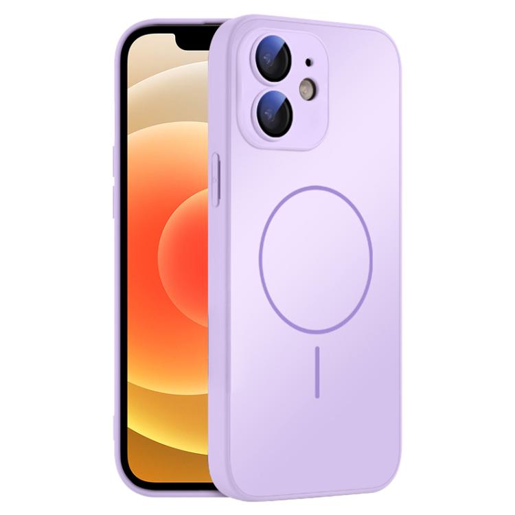

For iPhone 12 Thin Circle MagSafe Skin-feel AG Glass Phone Case(Purple)