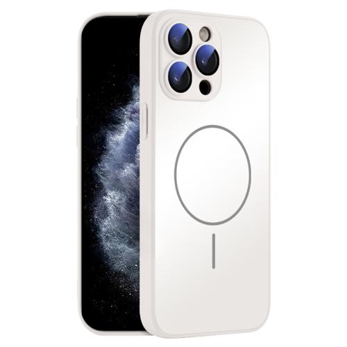 

For iPhone 11 Pro Max Thin Circle MagSafe Skin-feel AG Glass Phone Case(White)