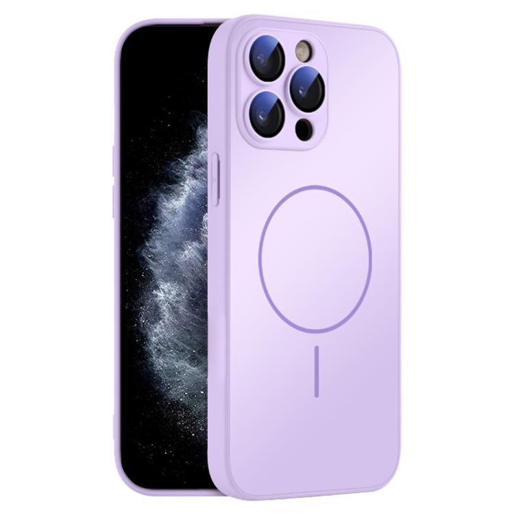 

For iPhone 11 Pro Max Thin Circle MagSafe Skin-feel AG Glass Phone Case(Purple)