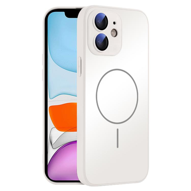 

For iPhone 11 Thin Circle MagSafe Skin-feel AG Glass Phone Case(White)
