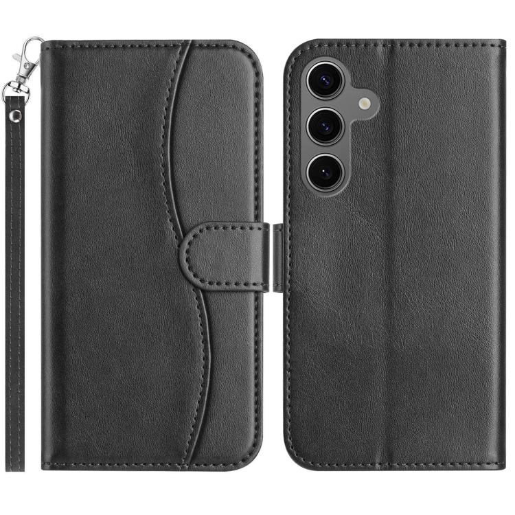 

For Samsung Galaxy S25+ 5G Dual-Folded S-shape Leather Phone Case(Black)