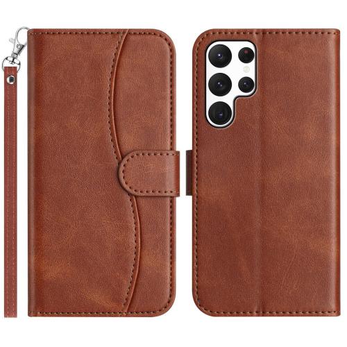 

For Samsung Galaxy S24 Ultra 5G Dual-Folded S-shape Leather Phone Case(Coffee)