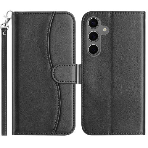 

For Samsung Galaxy S24 5G Dual-Folded S-shape Leather Phone Case(Black)