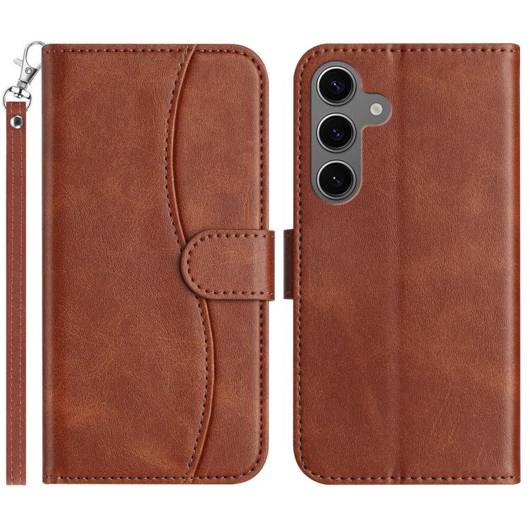 

For Samsung Galaxy S24 FE 5G Dual-Folded S-shape Leather Phone Case(Coffee)