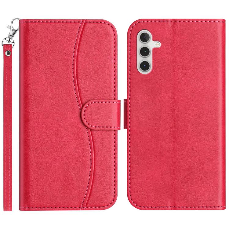 

For Samsung Galaxy S23 FE 5G Dual-Folded S-shape Leather Phone Case(Rose Red)