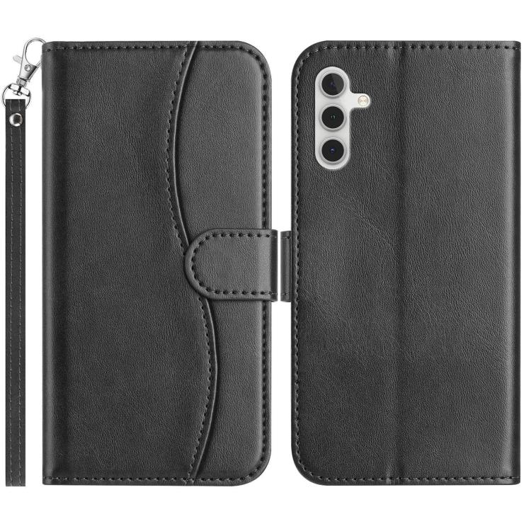 

For Samsung Galaxy S23 FE 5G Dual-Folded S-shape Leather Phone Case(Black)
