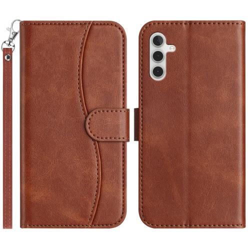 

For Samsung Galaxy S23 FE 5G Dual-Folded S-shape Leather Phone Case(Coffee)