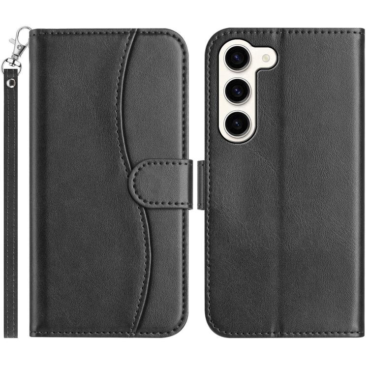 

For Samsung Galaxy S23+ 5G Dual-Folded S-shape Leather Phone Case(Black)