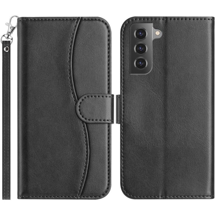 

For Samsung Galaxy S22 5G Dual-Folded S-shape Leather Phone Case(Black)