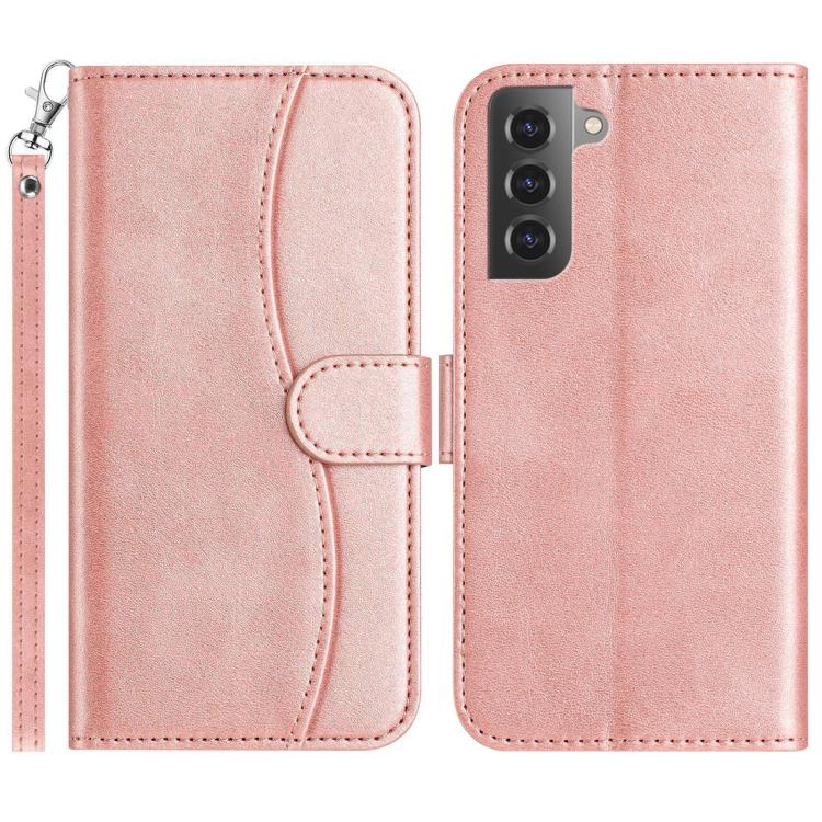 

For Samsung Galaxy S21+ 5G Dual-Folded S-shape Leather Phone Case(Rose Gold)