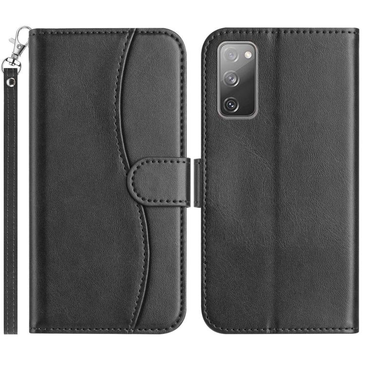 

For Samsung Galaxy S20 FE Dual-Folded S-shape Leather Phone Case(Black)