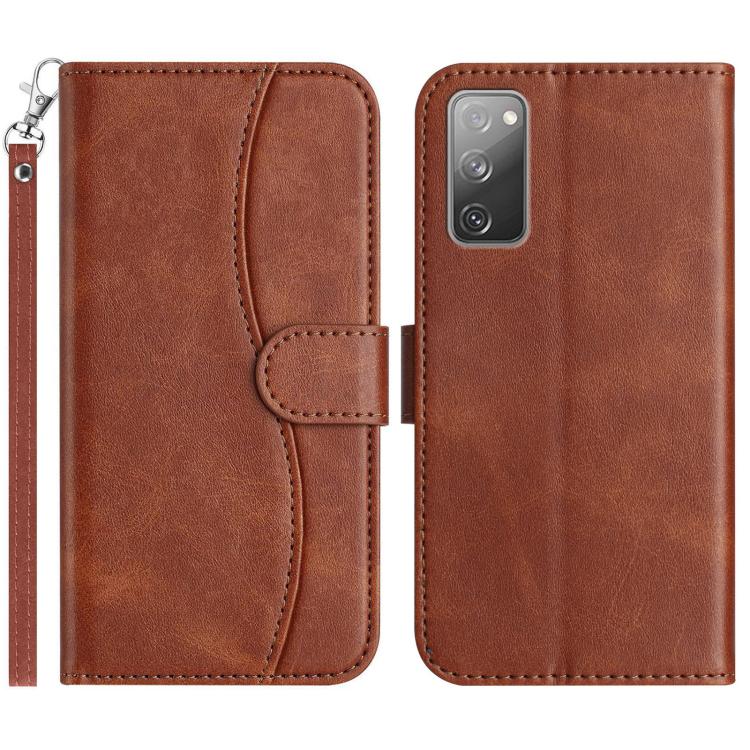 

For Samsung Galaxy S20 FE Dual-Folded S-shape Leather Phone Case(Coffee)