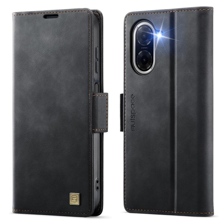 For Redmi A5 4G 173.3mm AutSpace A11 Side Buckle MagSafe Magnetic RFID Phone Leather Case(Black)