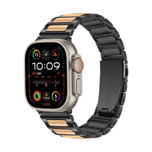 

For Apple Watch 46mm / 49mm / 45mm / 44mm Tooling Metal Zinc Alloy Watch Band(Black Rose Gold)