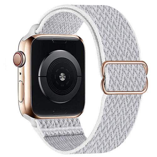 

For Apple Watch 46mm / 49mm / 45mm / 44mm Kalebol Eight Buckle Wavy Braided Nylon Watch Band(White)