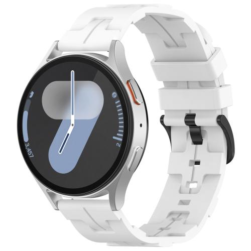 

20mm Kalebol Solid Color Black Buckle Round Tail Silicone Watch Band(White)