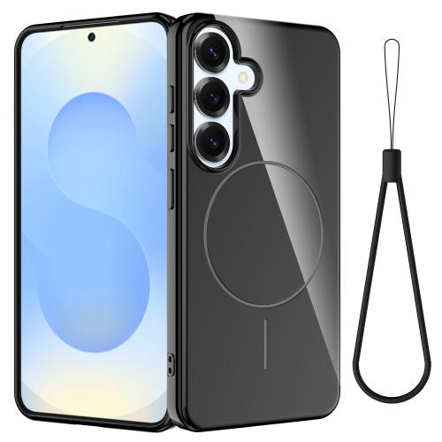 

For Samsung Galaxy S24 FE 5G Glossy TPU Shockproof MagSafe Phone Case with Lanyard(Black)