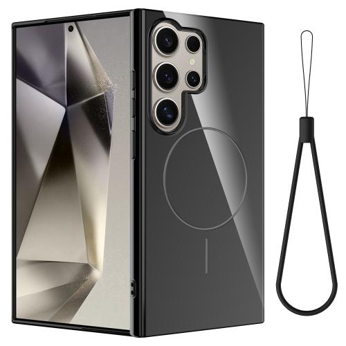 

For Samsung Galaxy S24 Ultra 5G Glossy TPU Shockproof MagSafe Phone Case with Lanyard(Black)