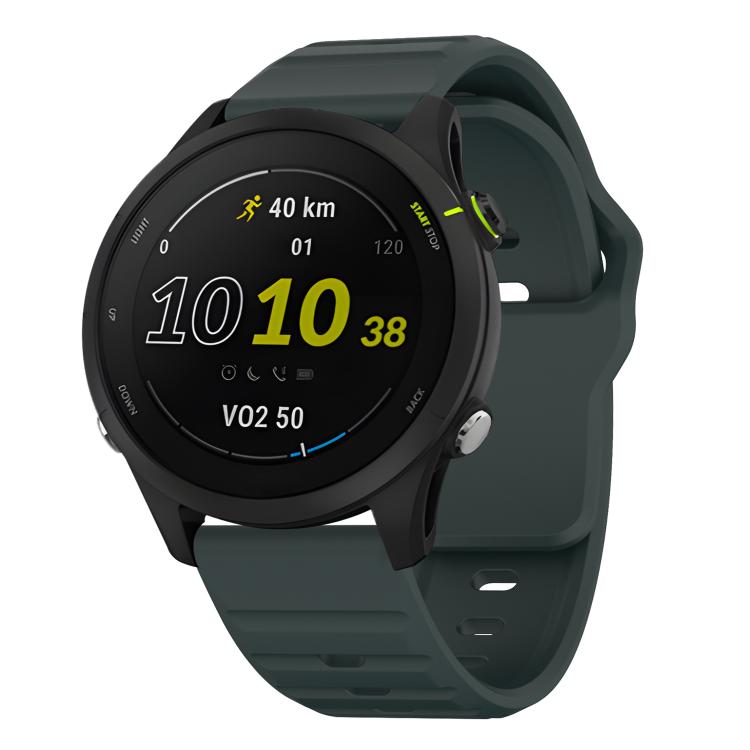 

22mm Kalebol Wave Pattern Studded Buckle Silicone Watch Band(Dark Green)