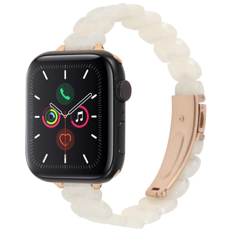 

For Apple Watch 46mm / 49mm / 45mm / 44mm Oval Resin Watch Band(Beige White)