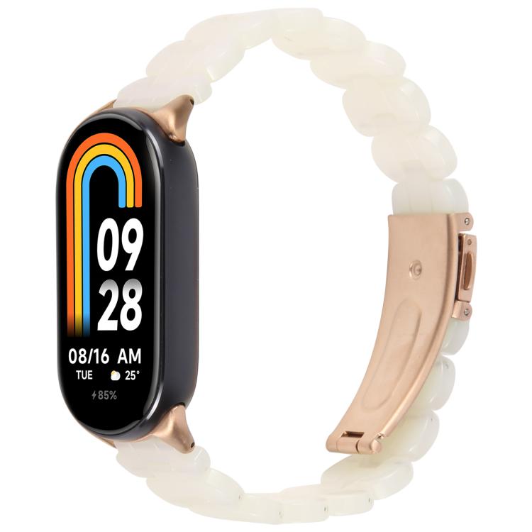 

For Xiaomi Smart Band 9 / 8 Oval Resin Watch Band(Beige White)