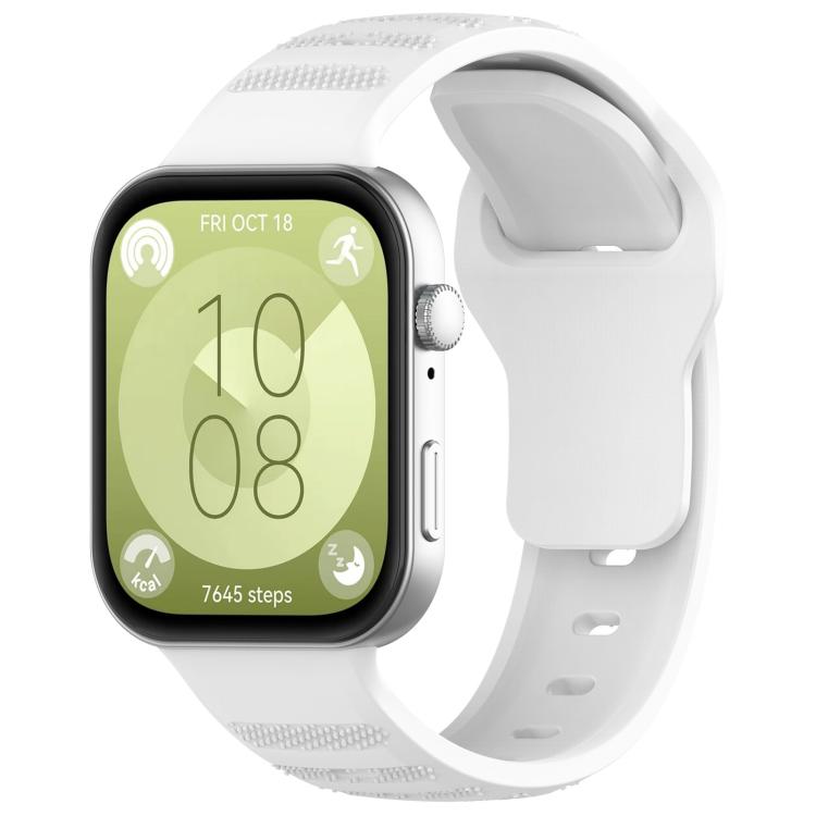 

For Huawei Watch Fit3 Kalebol Dotted Pattern Silicone Strap(White)