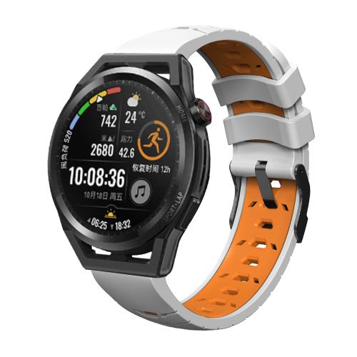 

Kalebol 20mm Universal Three Row Holes Silicone Watch Band(White Orange)