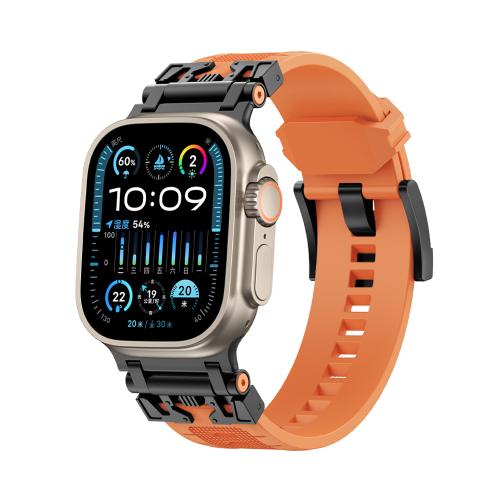 

For Apple Watch 46mm / 49mm / 45mm / 44mm Kalebol Armor TPU Watch Band(Black Orange)