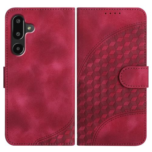 

For Samsung Galaxy F16 5G / M16 5G Elephant Head Embossed Phone Leather Case with Lanyard(Rose Red)