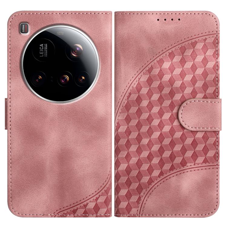 

For Xiaomi 15 Ultra Elephant Head Embossed Phone Leather Case with Lanyard(Pink)